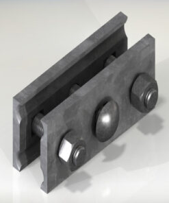 Mordaza o grapa 3 pernos para cruce Americano 'Platina de 3/8” x 50 2 Agujeros cuadrados de 11/16” y uno circular